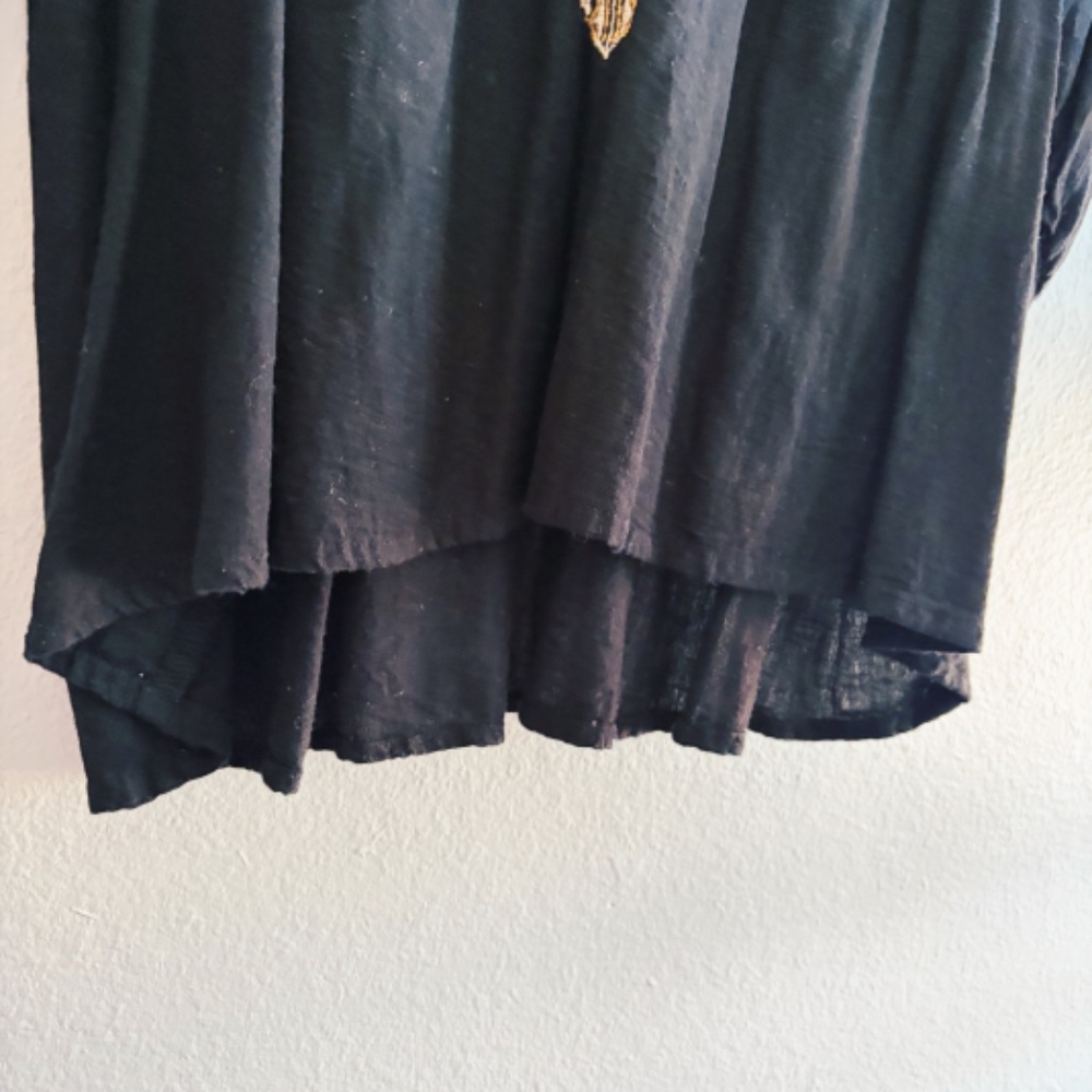 World Market Black Boho Blouse with White and Yellow Embroidery - Picture 6 of 9